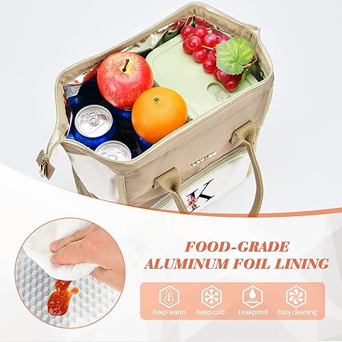 Miniatura 6 de Lonchera con inicial para mujer, lonchera térmica para niñas, lonchera grande para adultos, a prueba de fugas, para trabajo de picnic, bolsa de mano