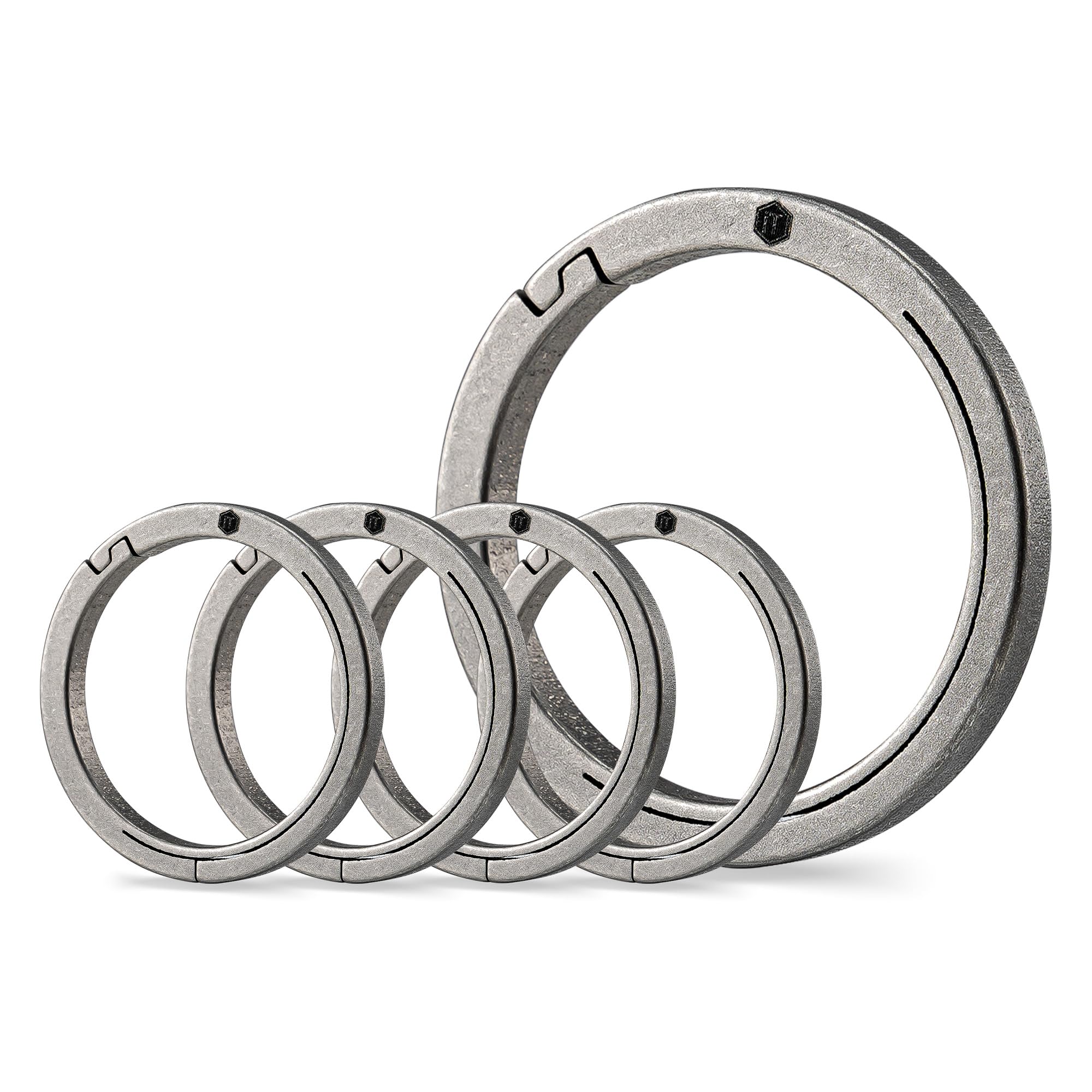 KeyUnity Titanium Quick Release Key Ring With Side Pushing Design, Round Carabiner Clip for Car & Home Keys