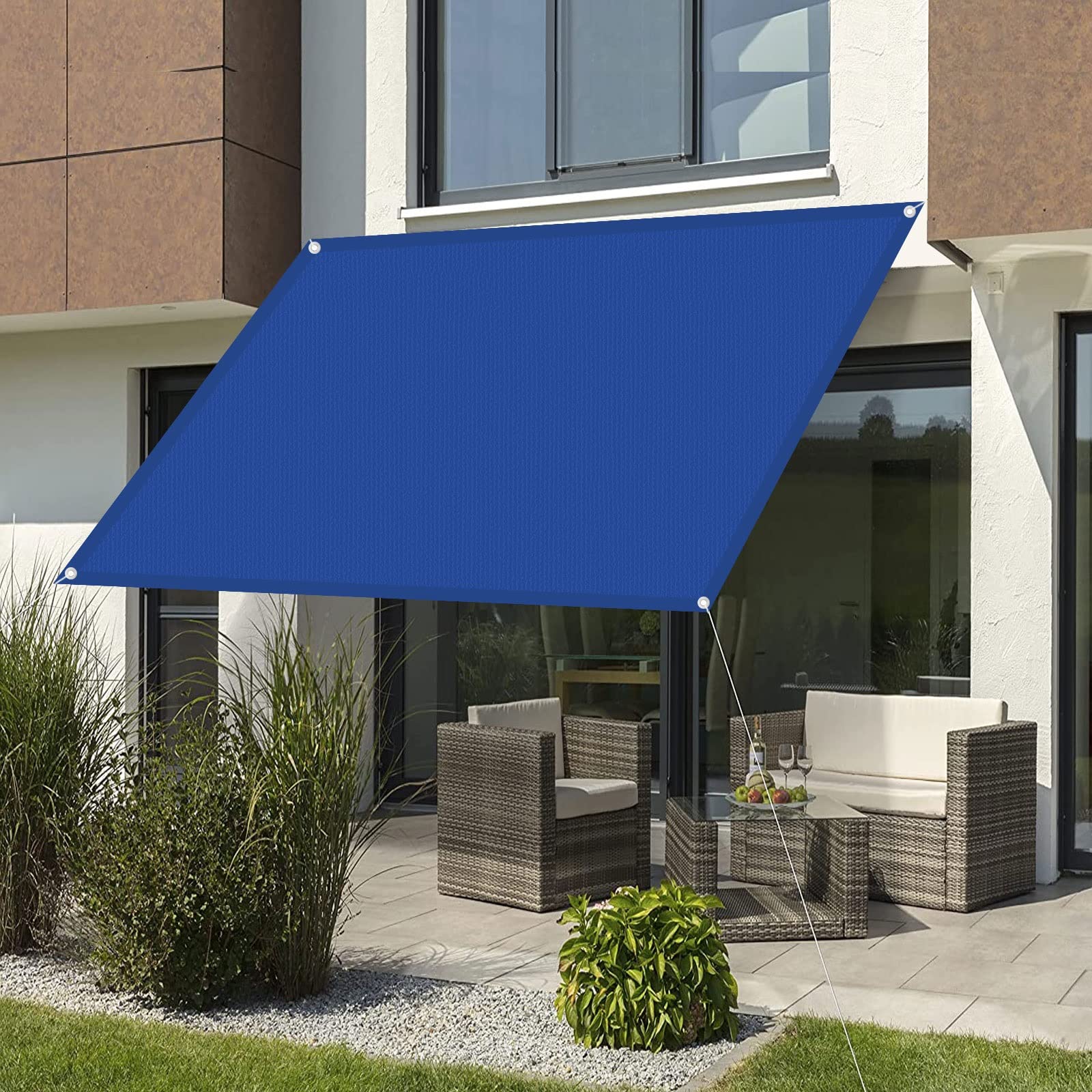 Voile d'ombrage bleu foncé avec corde pare-soleil balcon 1.5x1.6m