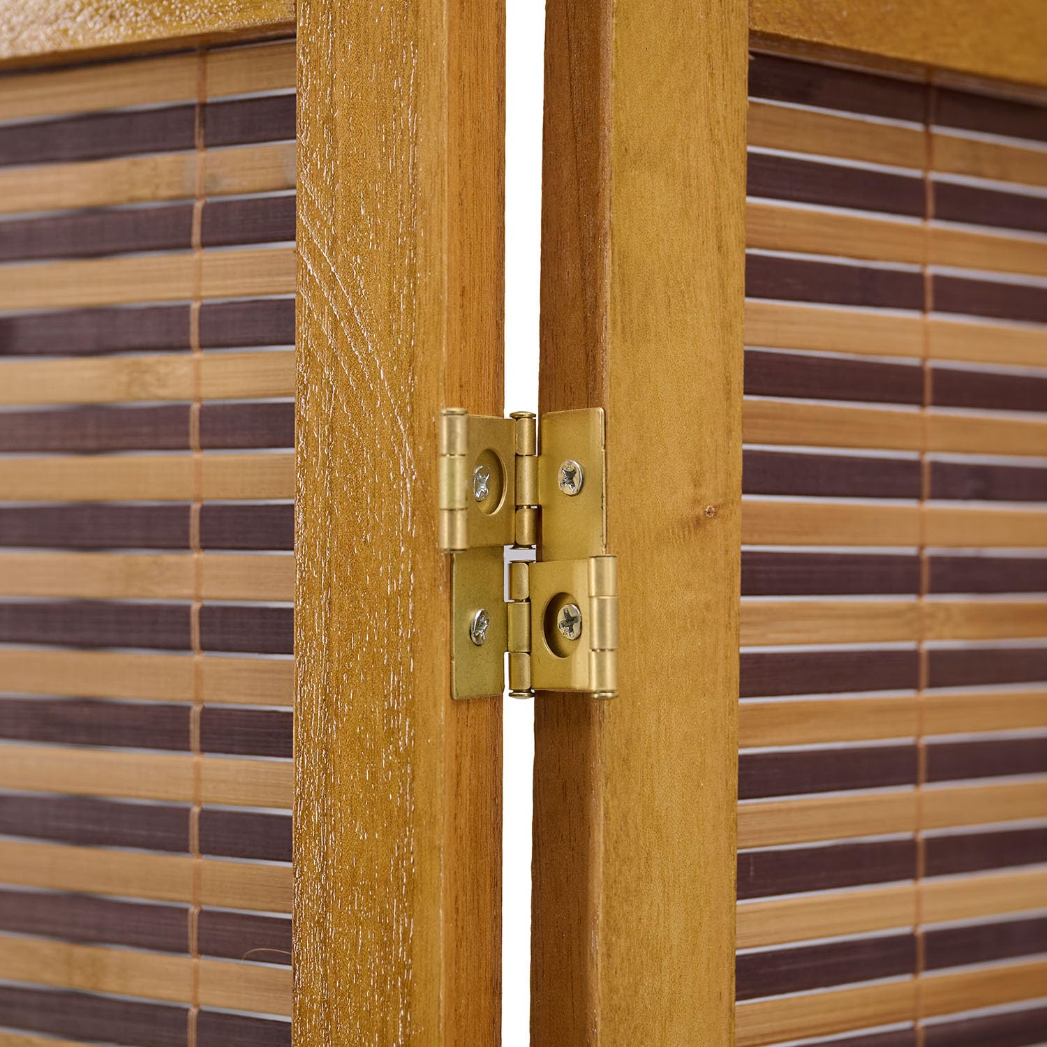Homestyle4u Paravent Interieur Hauteur 200 cm du Bambou en Brun Clair 4 Panneaux séparateur de pièce décoratif