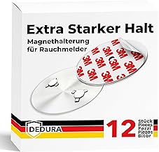 Smoke Detector Magnetic Holder Set of 12 with Extra Strong Adhesive Pads - No Drilling or Screws - Magnetic Holder Suitable for All Standard Smoke Detectors and Fire Alarms - Self-Adhesive Attachment