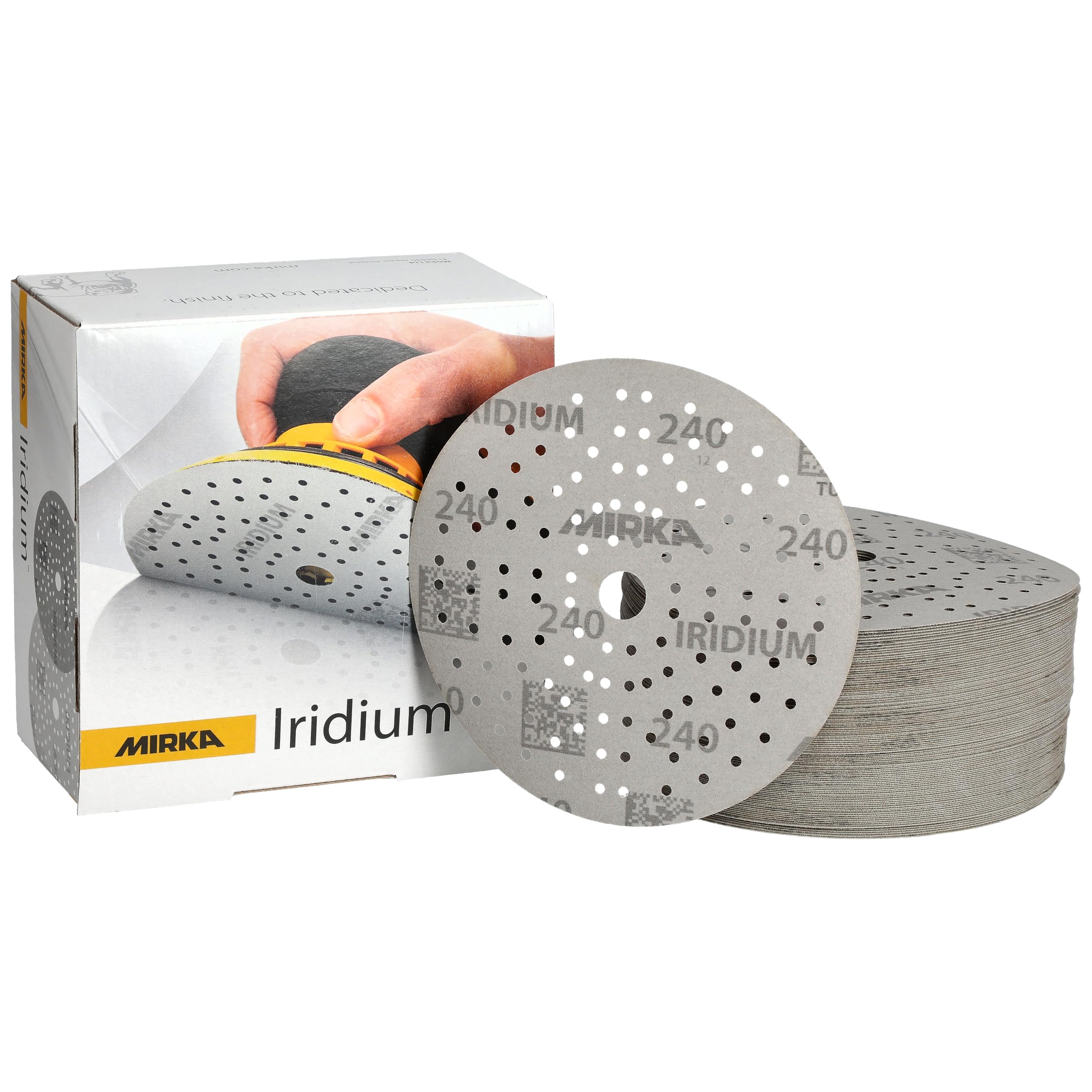 Mirka Iridium Premium Sandpaper 150mm Hook & Loop Grit 240 100 pcs