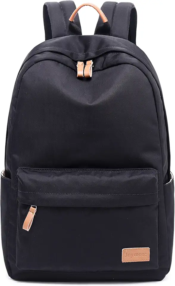 Joymoze Klassischer Einfarbiger Wasserdichter Schulrucksack für Teenager Retro Freizeit Rucksack Schwarz