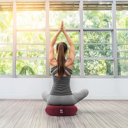 Miniatura 7 de Zafu Cojín de meditación, almohada redonda de yoga de trigo sarraceno de 15 pulgadas con funda de algodón orgánico