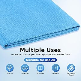 HOMEXCEL Microfiber Glass Cleaning Cloth 12 PK, Lint Free Streak Free, Reusable Cleaning Cloth for Cleaning Windows, Glasses, Mirrors, Screens, Stainless Steel, and More Blue-1212