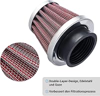 CarBole Univerzális Motorkerékpár Légszűrő 38-40mm - Piros Sportszűrő Robogókhoz, ATV-hez, Mopedhez, Duplarétegű Acél Kialakítással 3