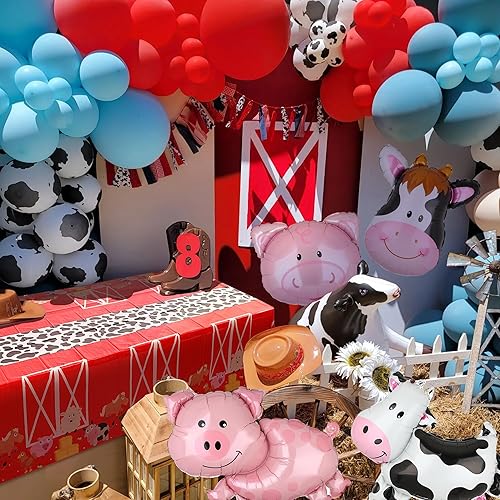 Miniatura 5 de GGDE Mantel para fiesta de animales de granja, desechable, de plástico, para picnic, baby shower, cumpleaños, granero, granja, temática de animales,