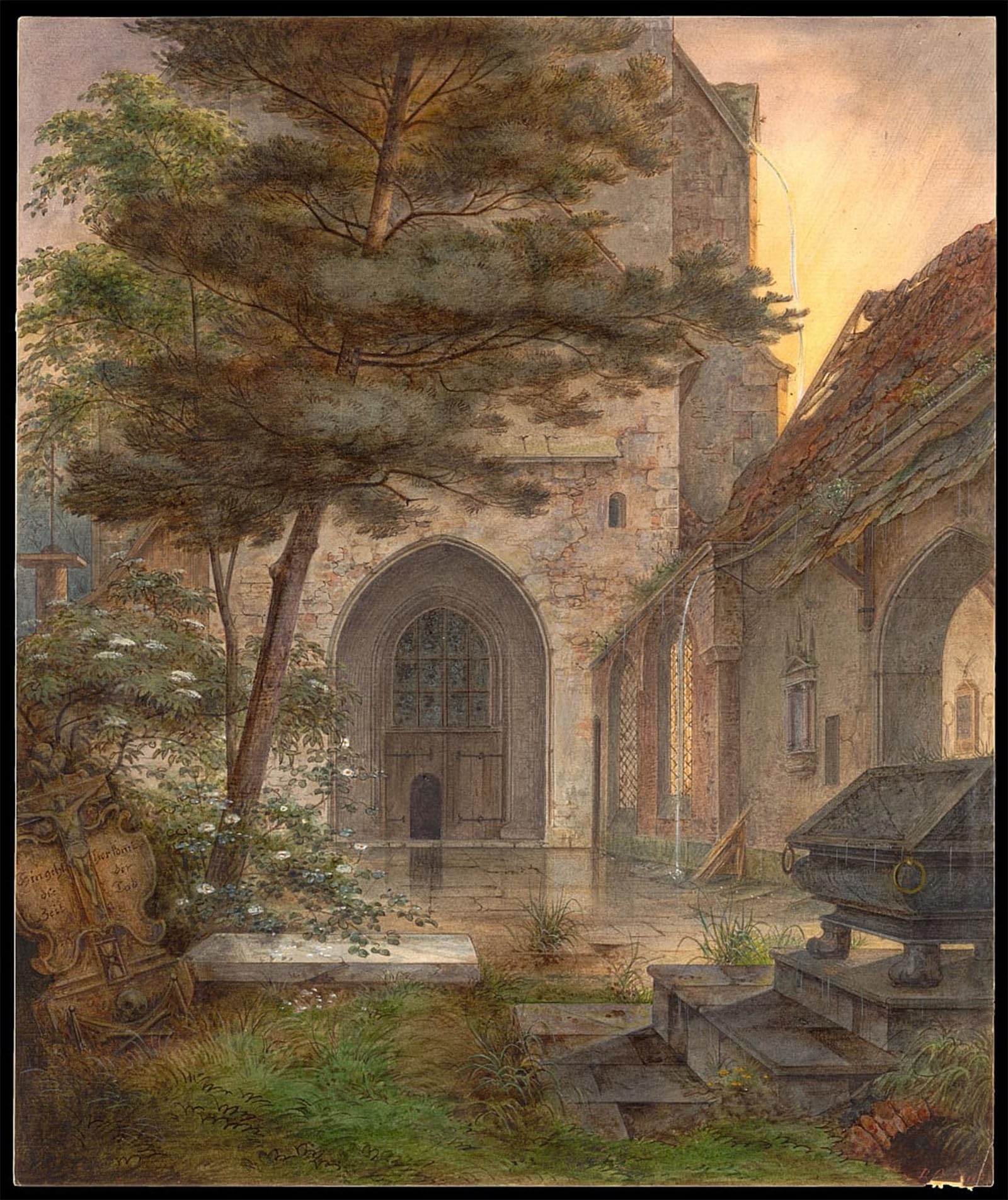 ARTXLXXBN Famous Prints Artwork Pictures Poster Painting Art a Portal of a Church by Ernst Ferdinand Oehme Artwork Landscape Pictures for Home Decor 60x90cm