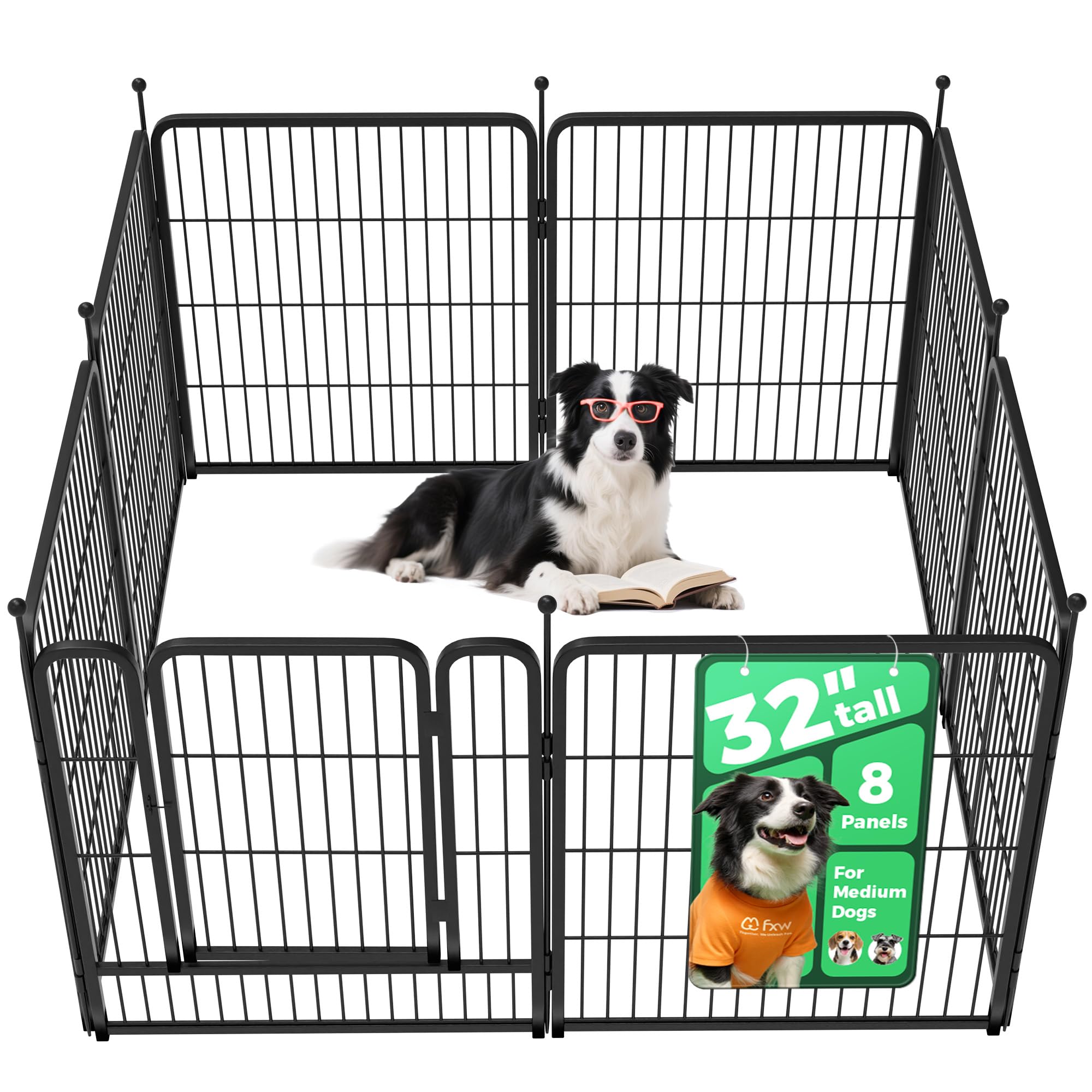 FXW Rollick Unleashed Dog Playpen for Indoor, Yard, RV Camping, 32 inch 8 Panels for Small and Medium Dogs│Patented