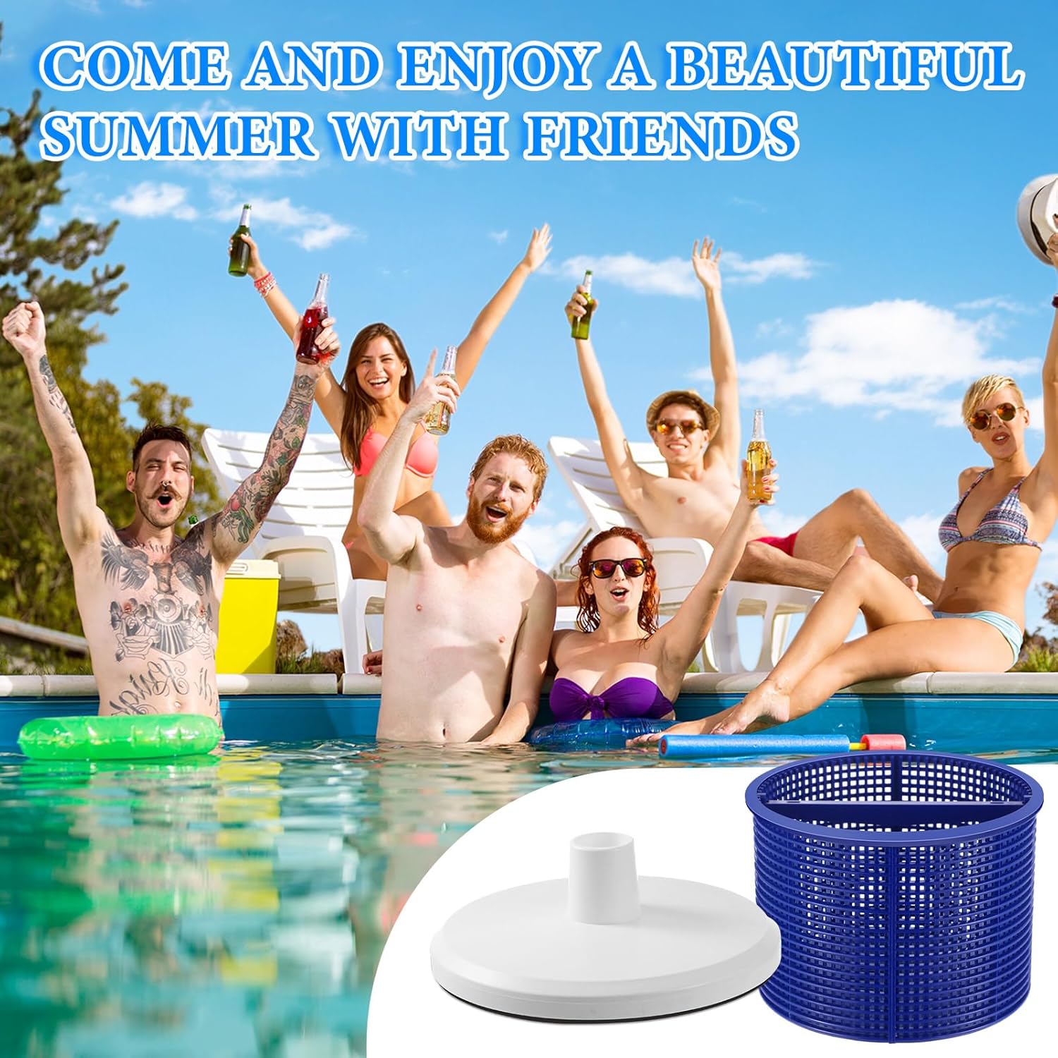 2pcs 7'' SPX1082CA Pool Skimmer Basket and 2 Pcs SP1106 Vacuum Plate Compatible with Hayward Skim Vac In-Ground Swimming Pool Skimmer SP1082, SP1083, SP1084, SP1085, SP1086, SP1075(Blue)