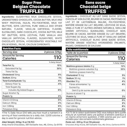 Miniatura 9 de Andy Anand Chocolatier Trufas de chocolate belgas sin azúcar, deliciosa caja de regalo de surtido de chocolate hecho a mano, endulzado con stevia
