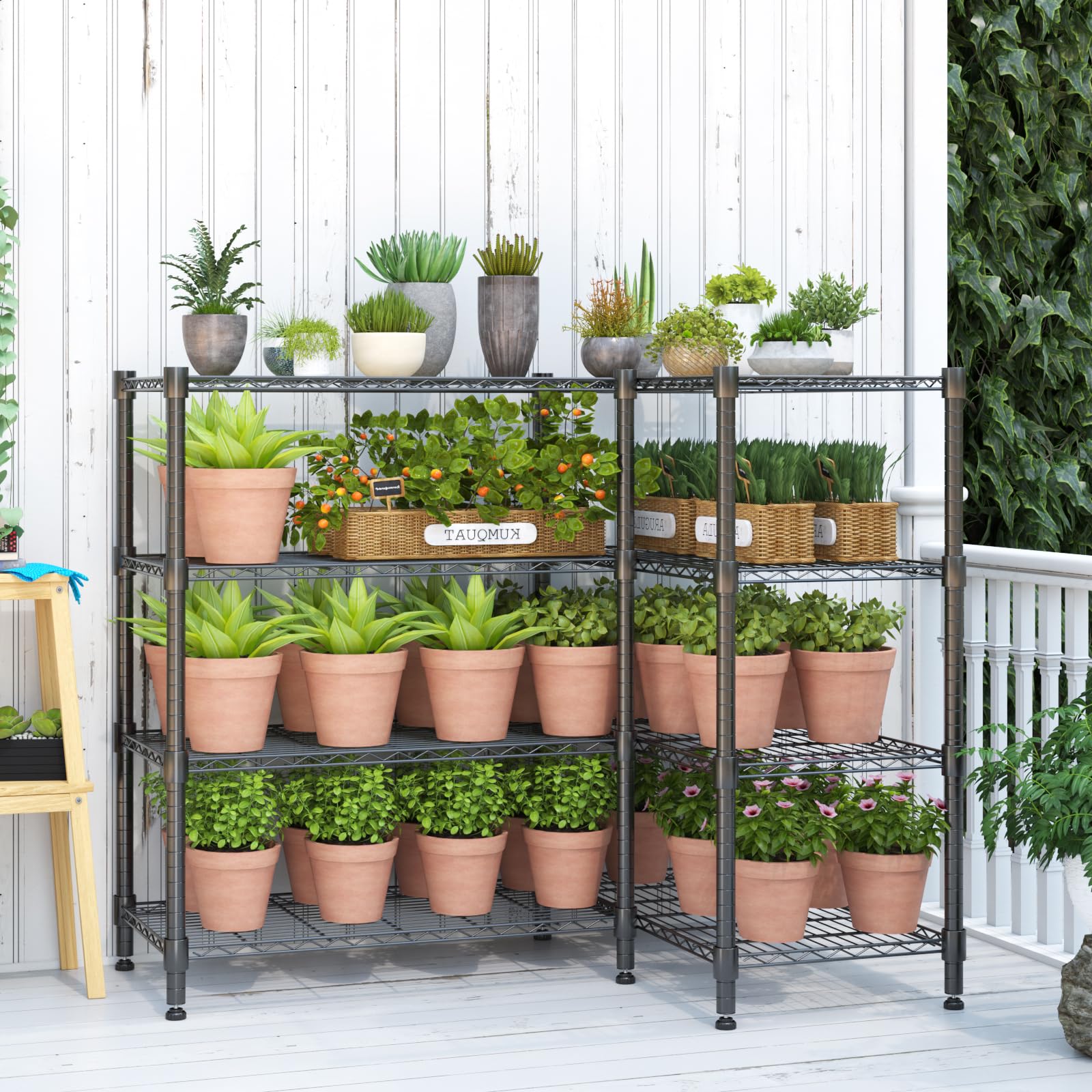 Himimi Scaffali di Stoccaggio a 4 Livelli Scaffale Pesante per Garage Scaffale in Filo Regolabile in Altezza Scaffale in Metallo per Stoccaggio Scaffali per Dispensa, 180L*45P*152Hcm Nero