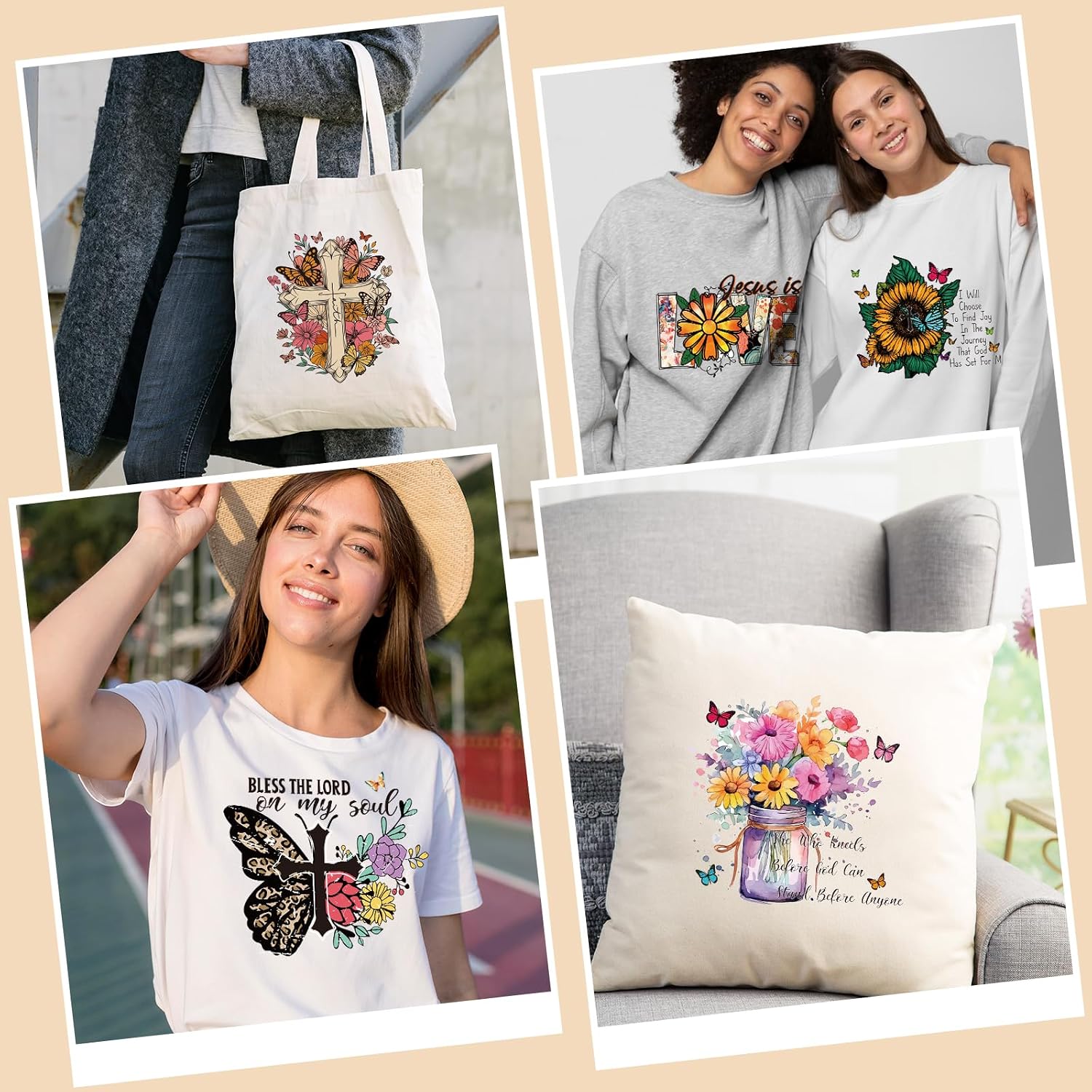 Dazoratix Christian Iron on Transfers - 12 Pcs Jesus Bible Verses DTF Transfer Ready to Press Retro Sunflowers Decals Patches Vintage Cross DIY Applique for Women T-Shirt Clothing Jacket Hat Backpacks
