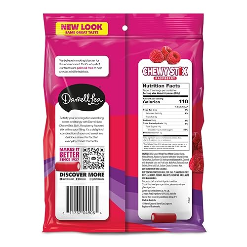 Vista 2 de Darrell Lea Fabulicious Sour Candy Stix, suave y picante, sin sabores artificiales, sin aceite de palma, fabricado en Australia, para compartir