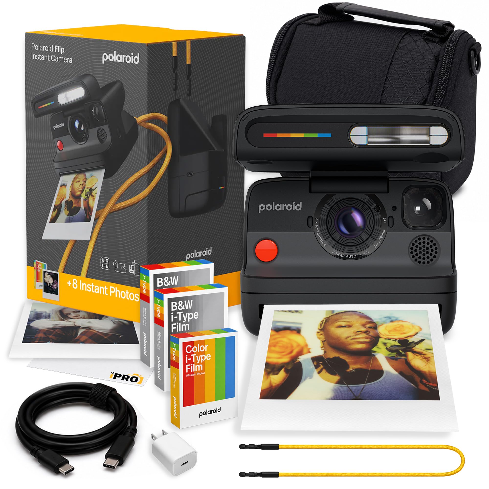 Polaroid Flip Instant Camera in Black with Film (24 Exposures) Bundle | Polaroid Camera with Film, Sonar Autofocus, 4-Lens System, Ideal for Travel, Parties & Instant Photography-picture-17