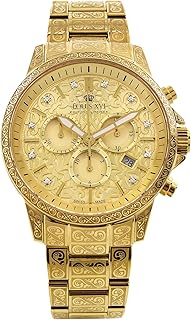 Palais Royale 2.0 1801 - Ø 43 mm - Herren Uhr - Wasserdicht - Uhr Vergoldet - Armband Gold - Zifferblatt Gold mit Diamanten - Schweizer Quarzwerk