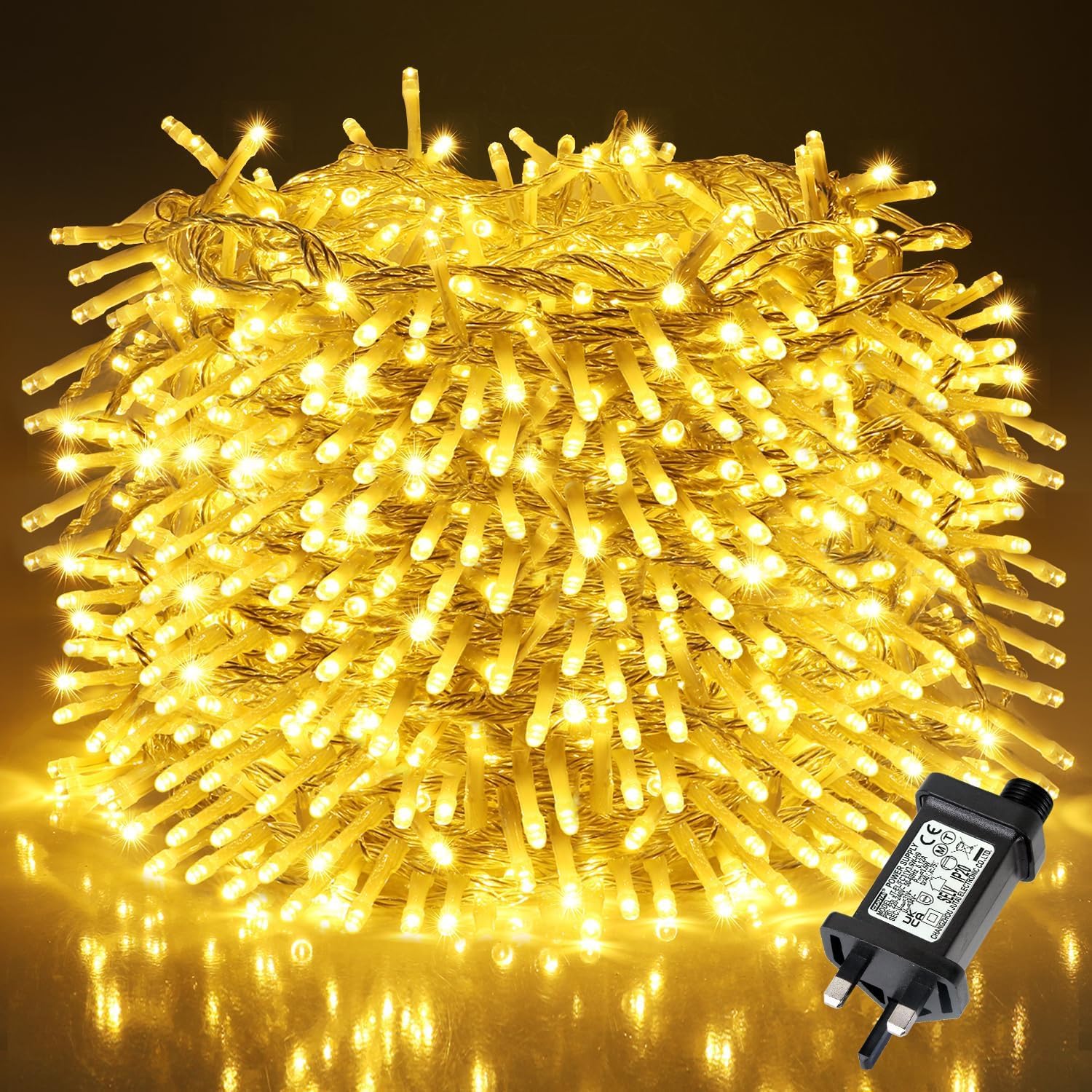 LEDYA 200 LED String Lights Mains Powered, 20M/65.62ft Warm White Fairy Lights Outdoor Indoor