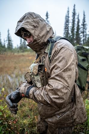 First Lite Men's Omen Stormshelter Jacket - Waterproof Durable Camo Hunting Rain Shell