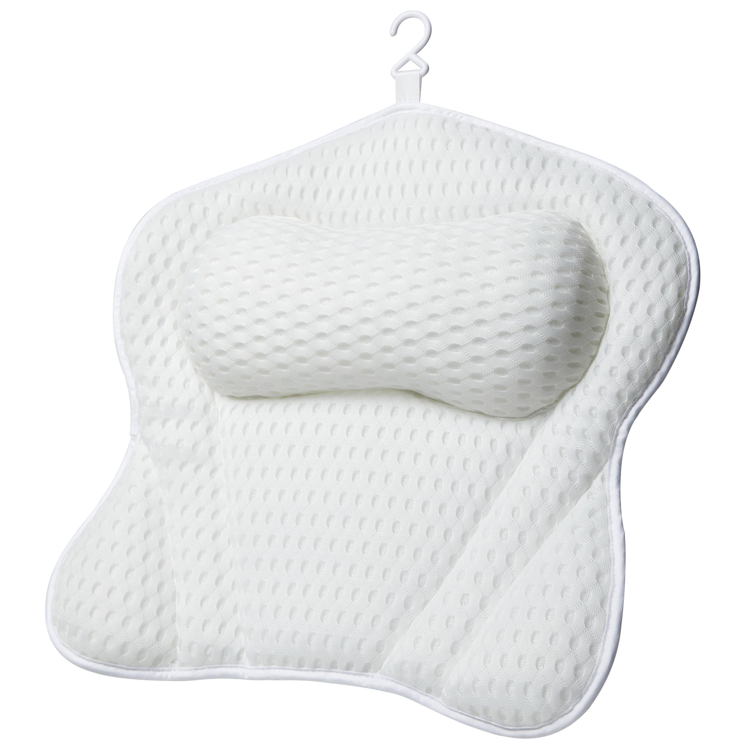 Cuscino Vasca da Bagno con 6 Ventose - Poggiatesta Vasca da Bagno con tecnologia 4D air mesh - Supporto per Vasca da Bagno - Cuscino Bagno relax bianco