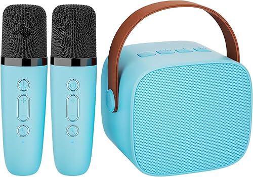 IROO Mini máquina de karaoke para niños, altavoz Bluetooth portátil con 2 micrófonos inalámbricos para niños y adultos, regalos para niñas y niños