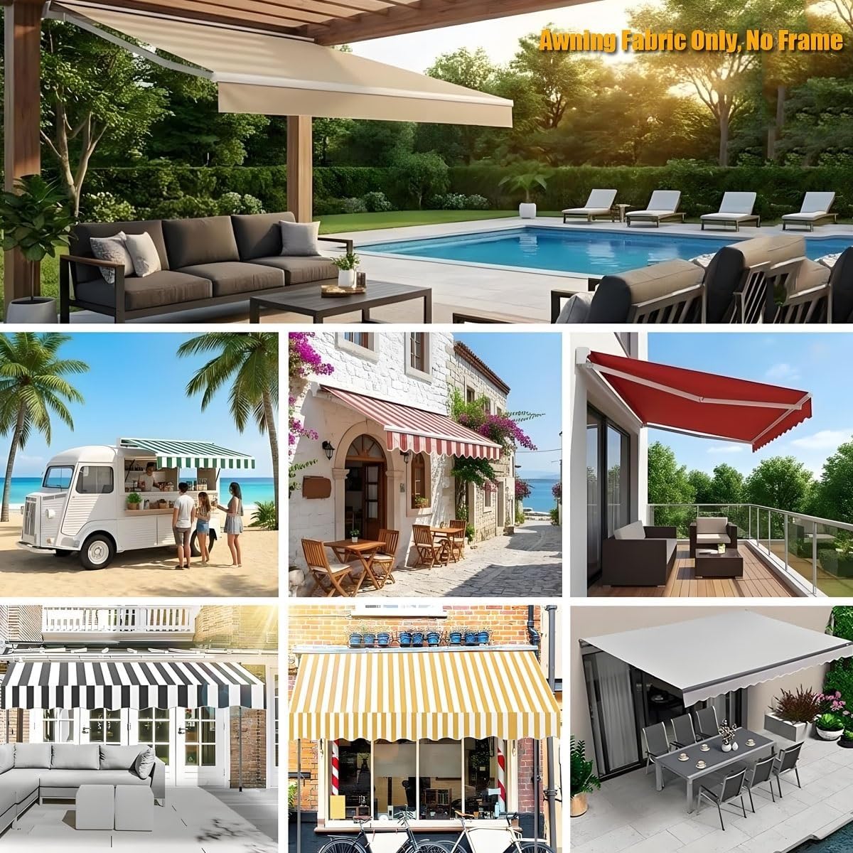 Tessuto di Ricambio per Tenda da Sole 200cm 400cm 500cm 600cm Telo Tenda da Sole, Poliestere Resistente Ai UV, Tela di Ricambio per Patio, Terrazzo, Esterno(Rosso,300x200cm)