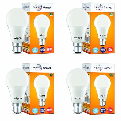 wipro 10 Watt B22 LED Bulb (Cool Day White) - Pack of 4
