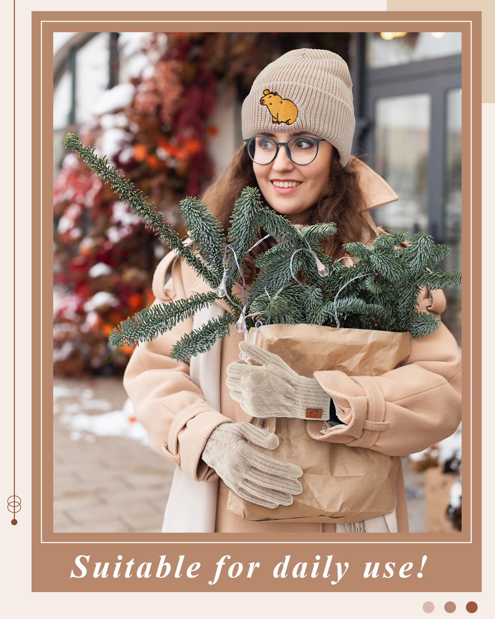 Geyoga Teckel Chien Saucisse Cadeaux Thématiques Ensemble Bonnet et Gants pour Femme Chapeau d'Hiver Chaud et des Gants Chauds pour Propriétaire de Chien Amoureux des Chiens