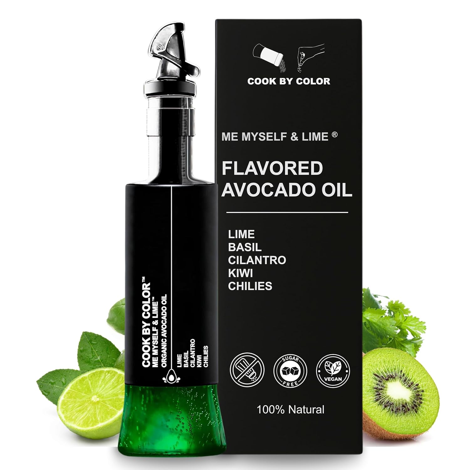Flavored Cold Pressed Avocado Oil for Cooking, Organic Avocado Oil, Cooking Oil for Keto, Vegan, Kosher, No Sodium, GMO, MSG or Additives, Frying Oil, 350 mL, 11.8 Fl Oz, Me, Myself & Lime Flavor