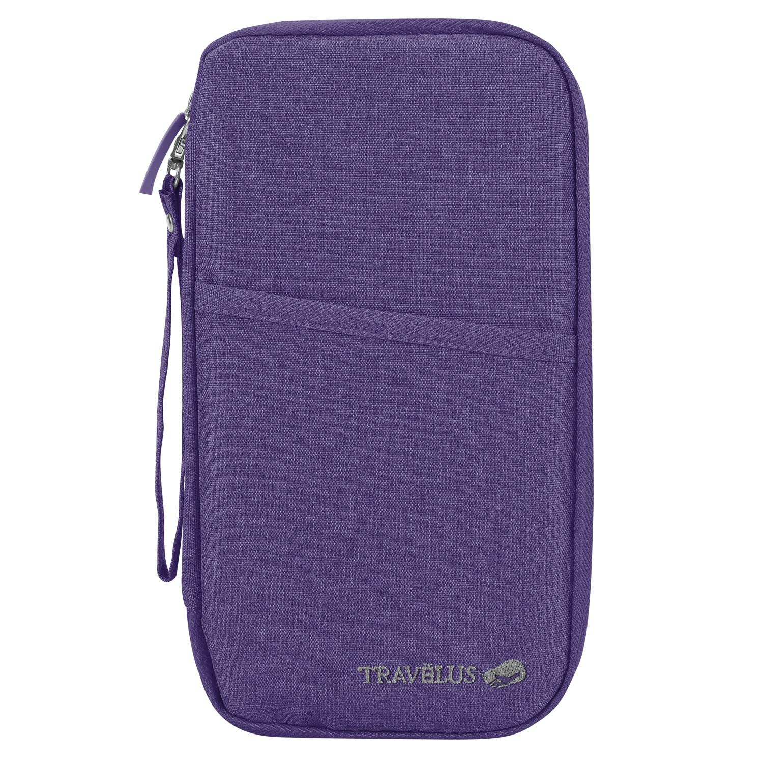Family Travel Holiday Wallet Passport Holder & Document Organiser Case Men Women for Tickets, ID Card, Credit Cards, Currency Holder – Purple