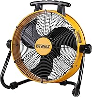 DEWALT DXF1840 18-Inch High Velocity Industrial Floor Fan - 3 Speeds, 180° Tilt, Powerful Metal Drum Fan for Garage & Workshop, Yellow