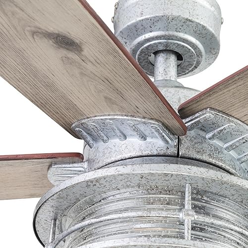 Miniatura 10 de Honeywell Ceiling Fans Ventilador de techo Foxhaven Farmhouse de 52 pulgadas con luz, ventilador LED para exteriorinterior de doble montaje, 5