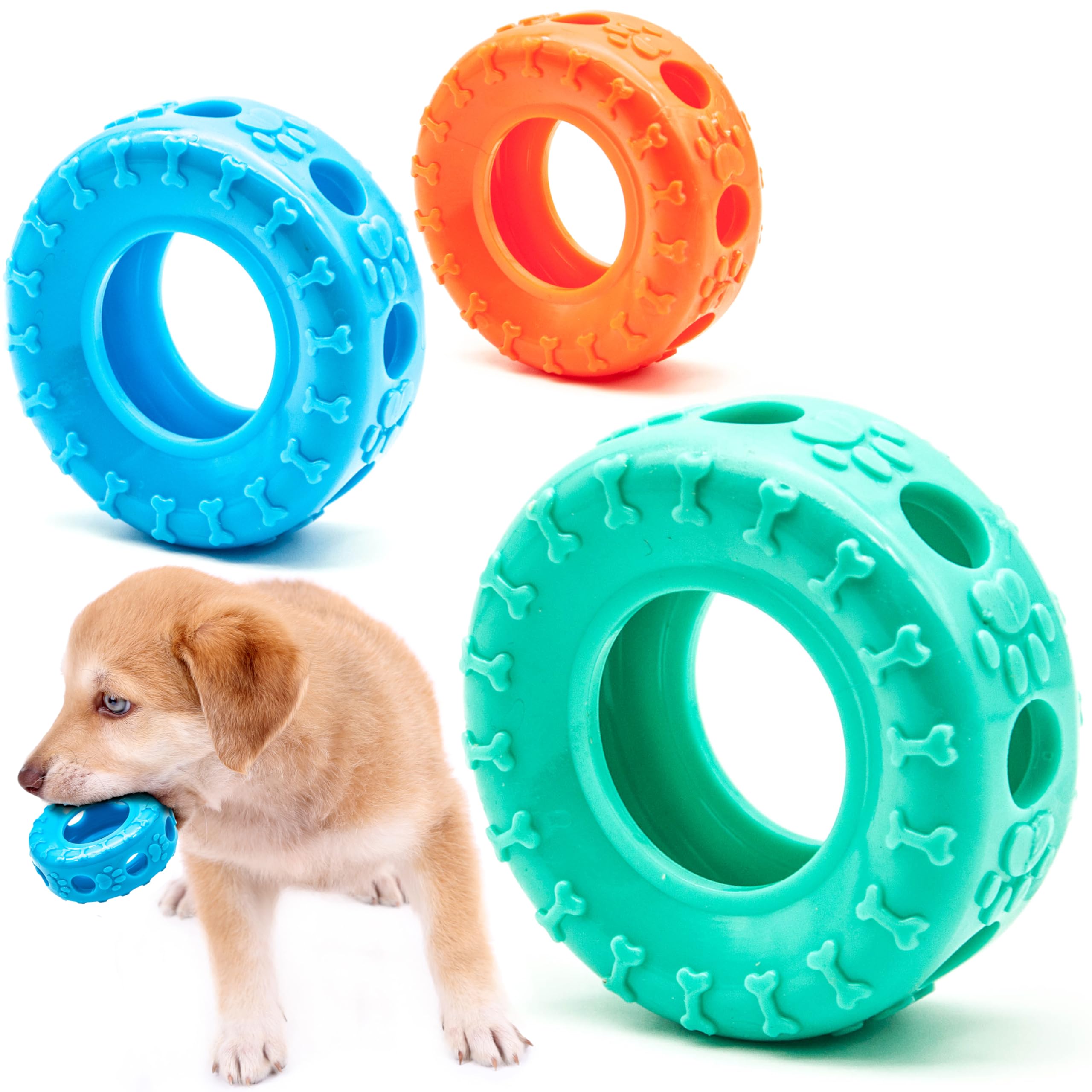 Petopedia 1x 9cm Rubber TYRE – Dog Chew Toys – Flexible & Tough Puppy Toy Ring – TIRE WHEEL Interactive Play, Boredom, Treat Dispensing – Ideal for Puppies, Small and Medium Dogs (Green) — image 1