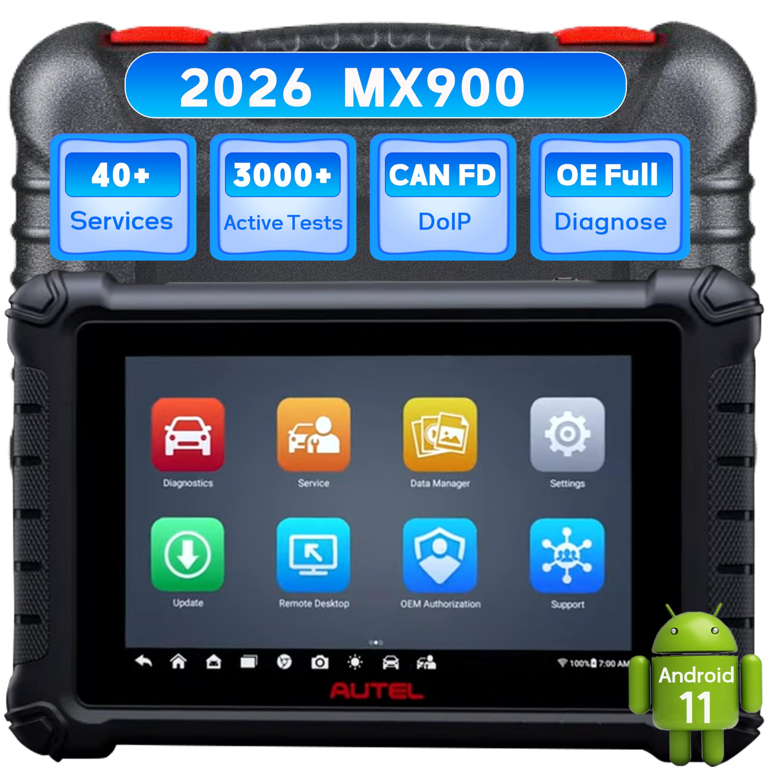 MaxiCheck MX900 OBD2 Scanner, Same as MaxiCOM MK900 MK900BT, Upgrade of MK808 MX808, All System Diagnostic Scan Tool for Cars, 40+ Services, 3000+ Active Tests, CAN FD/DoIP, FCA