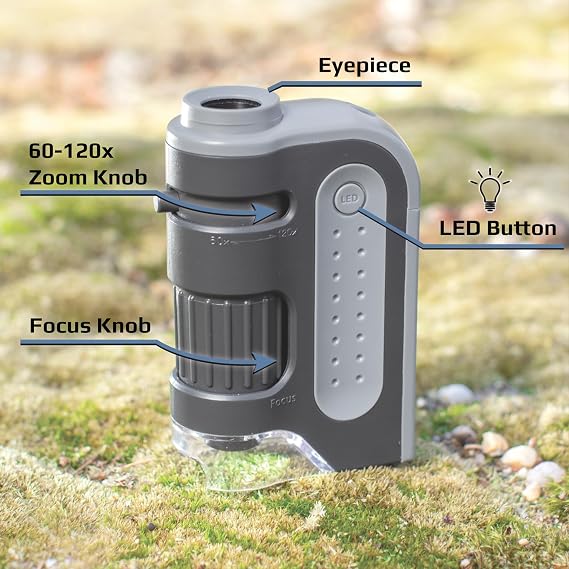 Carson MicroBrite Plus 60x-120x LED Lighted Pocket Microscope