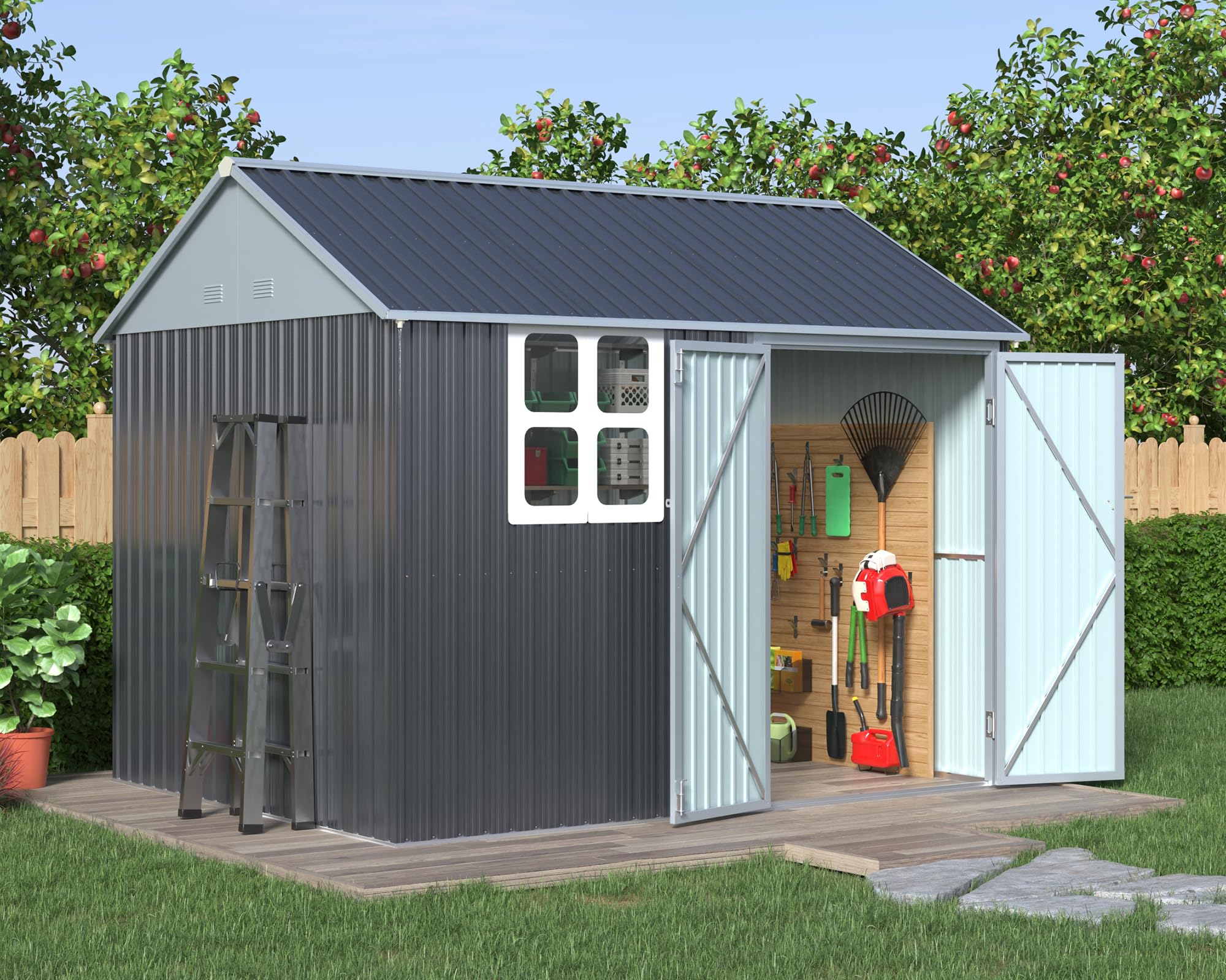 Buy 10x8x8 FT Outdoor Storage Shed Nordic Cottage Shed 4pane Window