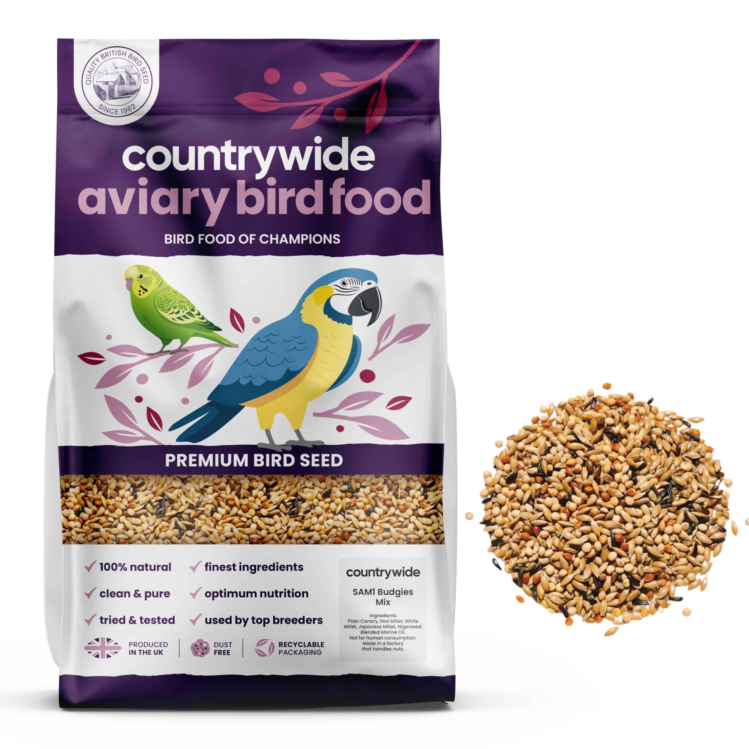 Countrywide Sam 1 - Mezcla de alimentación para periquitos, 20 kg