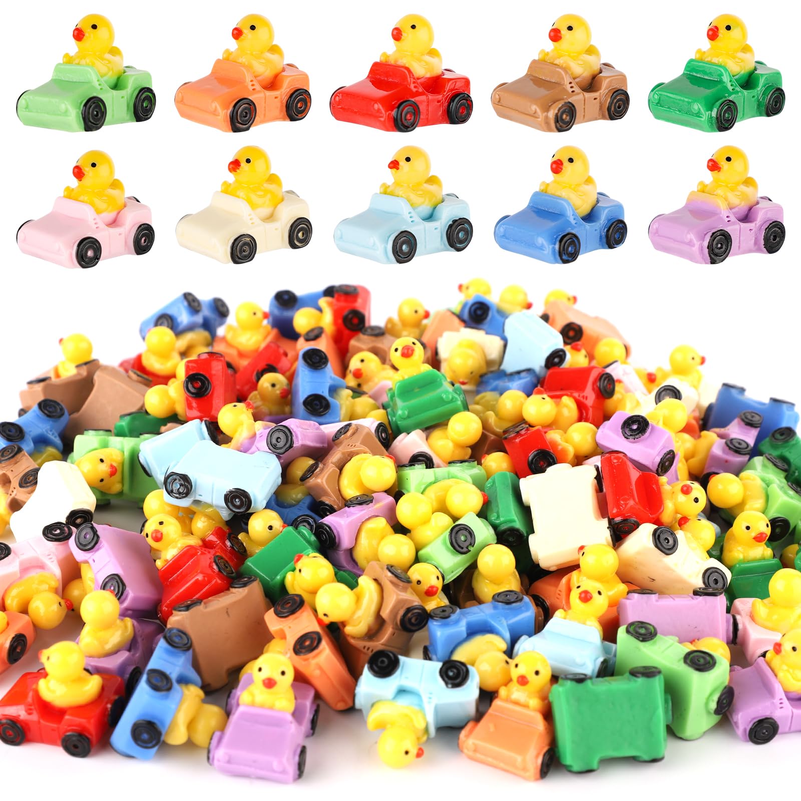 50pcs Ducks in a Car, 10 Colors Mini Resin Ducks Tiny Ducks in a Car Miniature Unique Ducks Figures Car Ducks Figurines Mini Dashboard Decor Resin Animals Assortment for Party Favors Car Home Decor