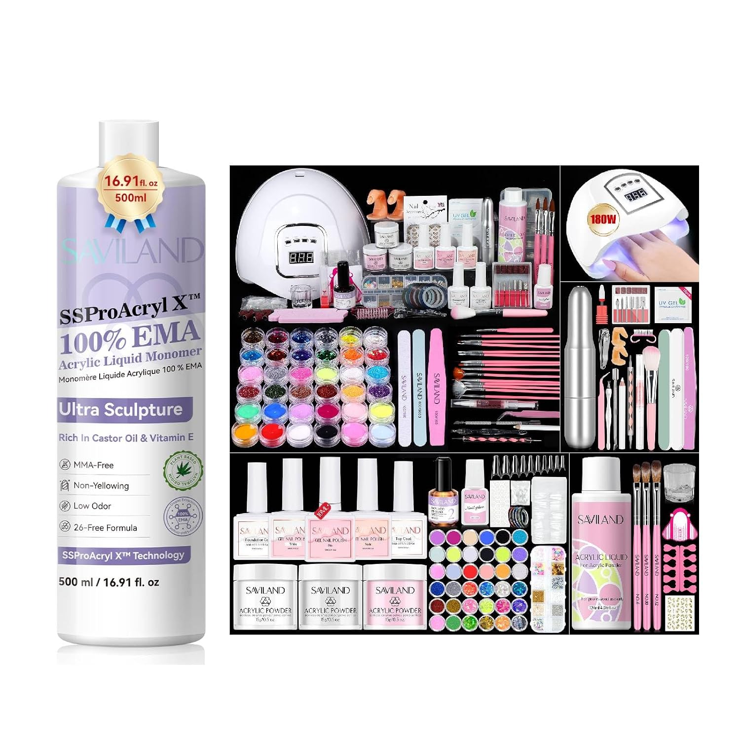 SAVILAND Nails Kit Acrylic Set with Liquid Monomer 022002