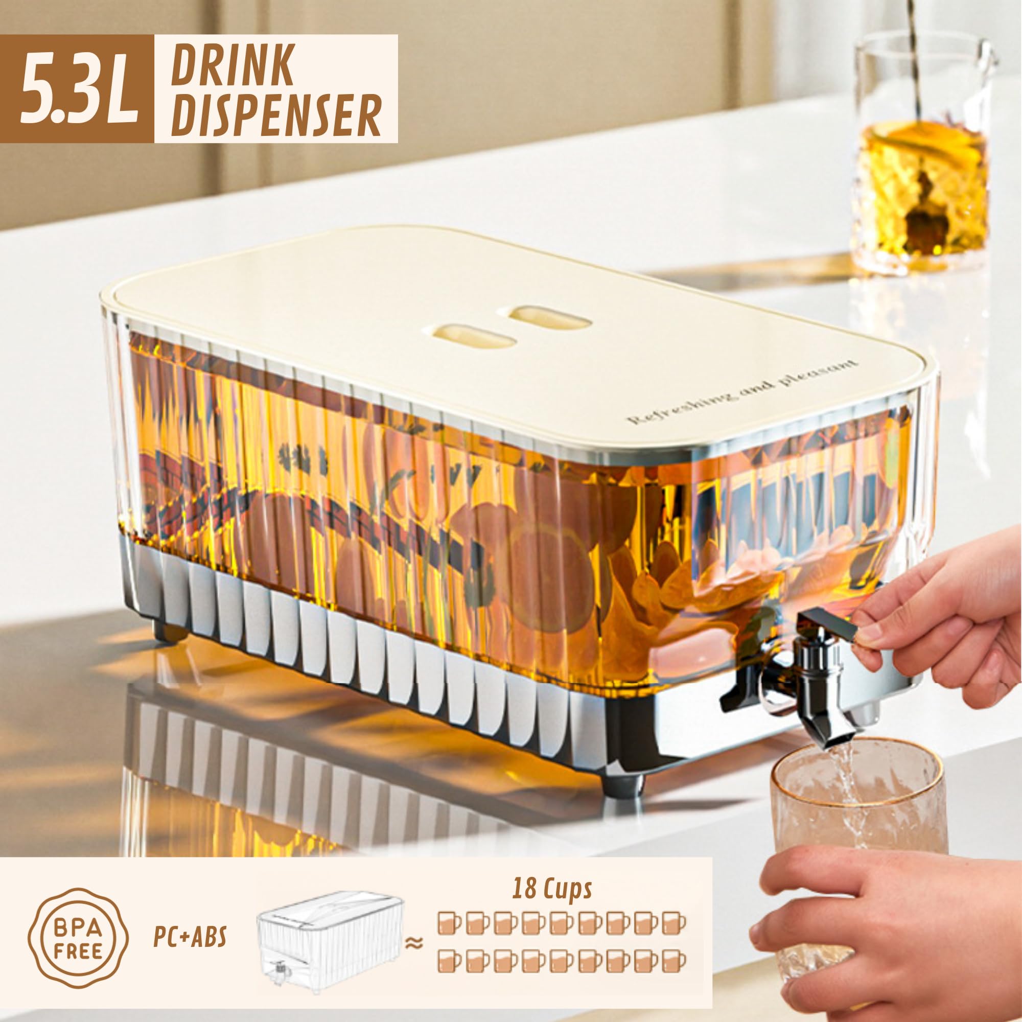 Distributore di Bevande con Rubinetto 5,3 Litri Brocca Acqua Frigorifero Dispenser