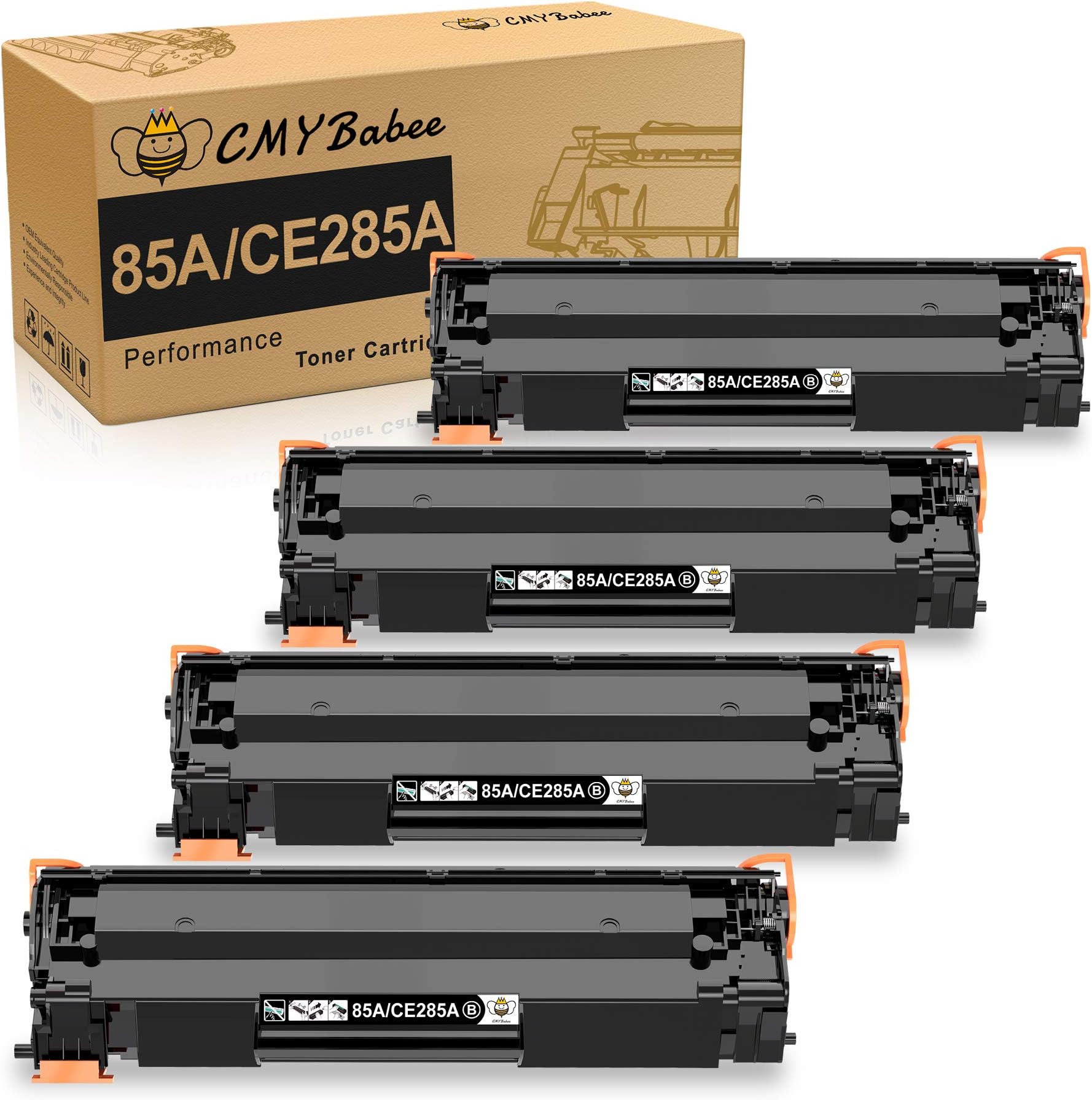 CMYBabeeCompatible Toner Cartridges Replacement for HP 85A CE285A P1102W Toner for HP P1102W P1109W P1102 M1212NF M1217NFW P1006 P1005 P1505 Ink Printer (Black, 4-Packs)