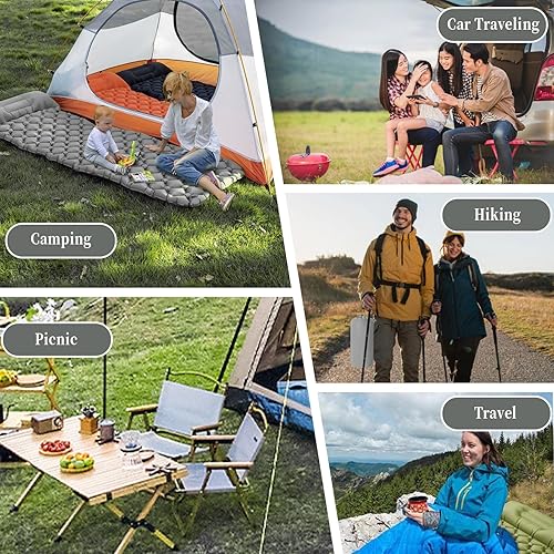 Miniatura 7 de MEI&CO Colchoneta inflable ultraligera con almohada integrada y bomba de pie, para camping, senderismo y mochilero, almohadilla individual con