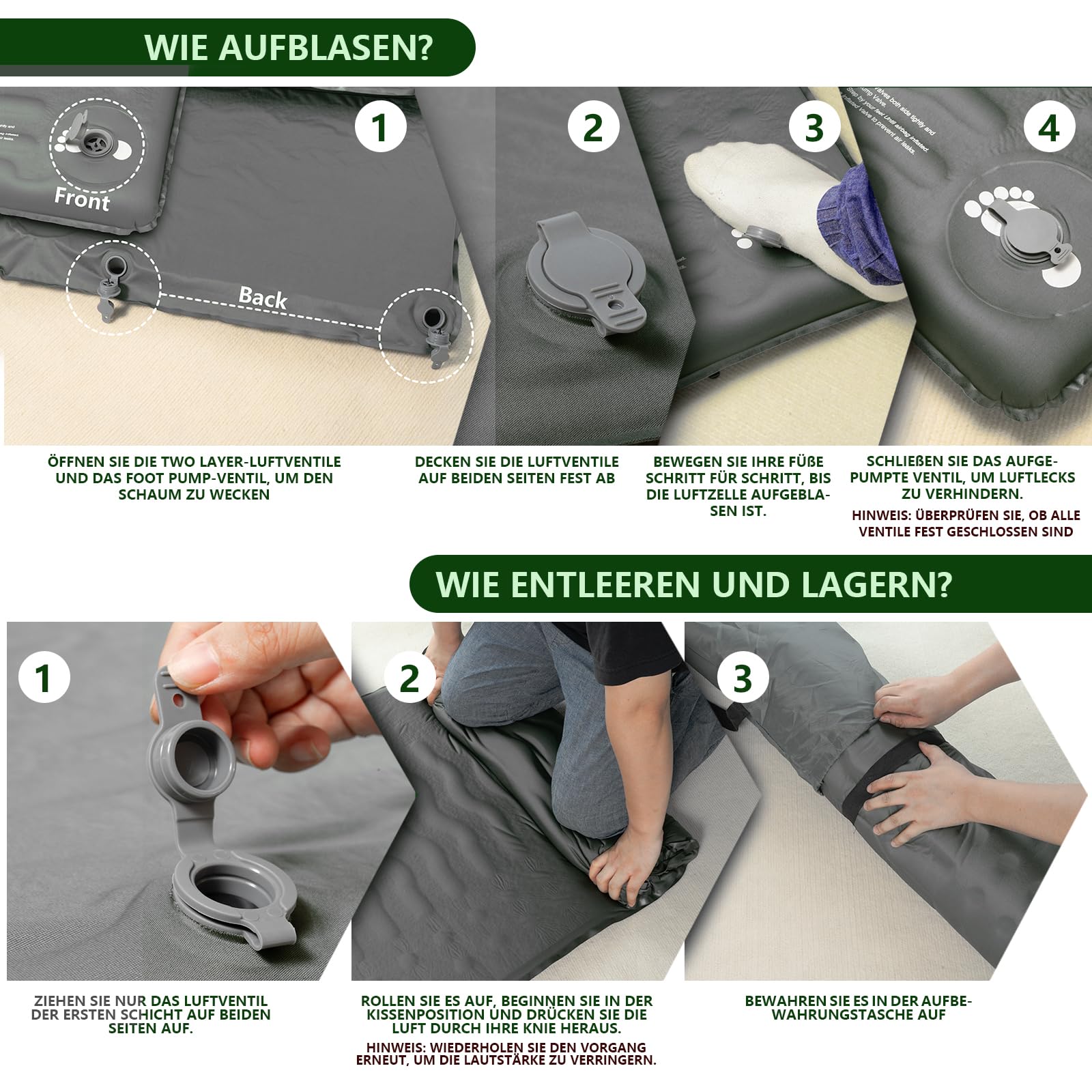 HiiPeak Isomatte R-Wert 9,5 – Extra Thermal Camping Matratze mit Kissen, Isolierte Luftmatratze aus Schaumstoff für Winter & Sommer, Bequeme Schlafmatte für Camping, Outdoor, Wandern & Zelt