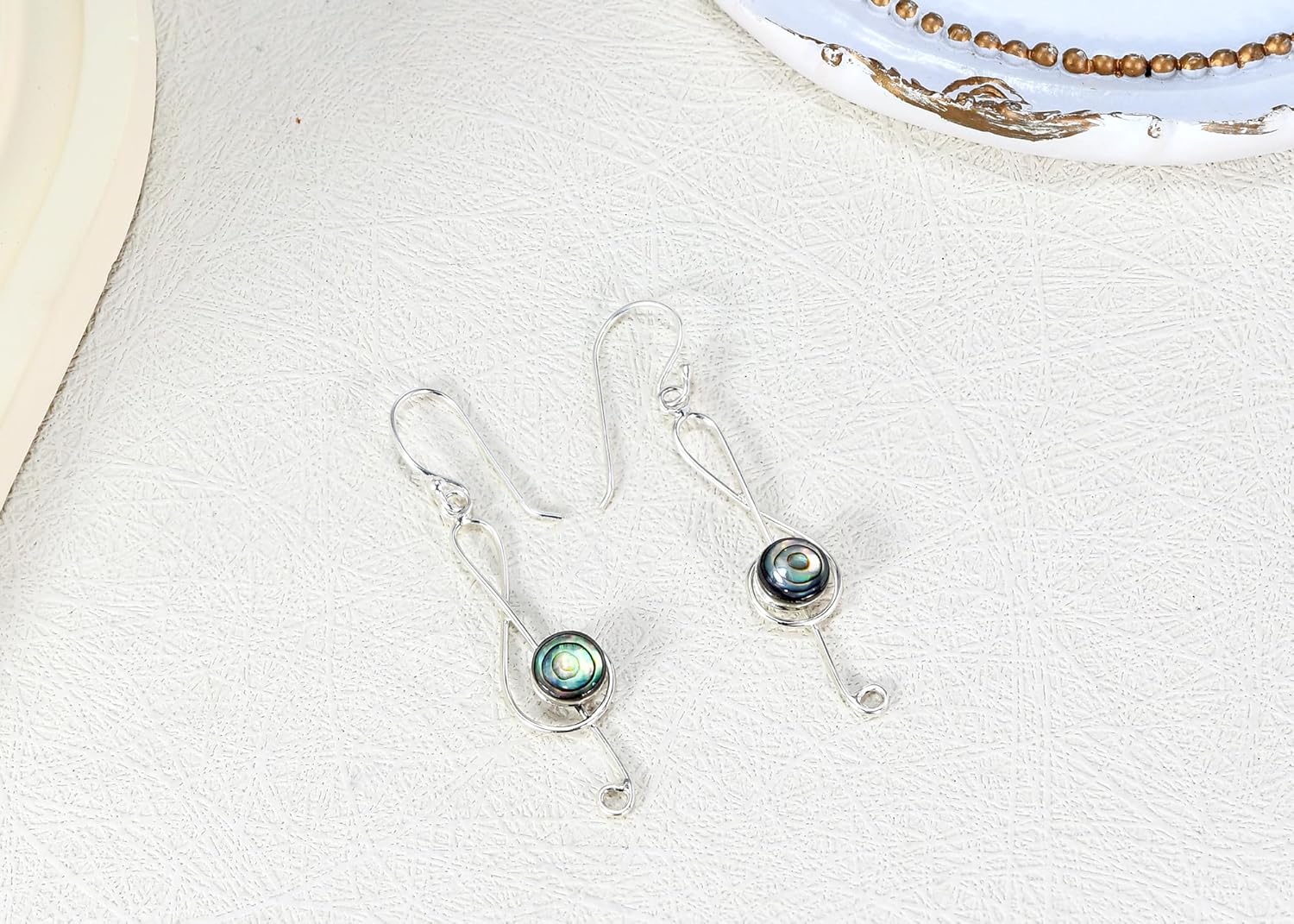 AeraVida Musical Treble Clef Stone Sterling Silver Dangle Earrings | Elegant Music Note Jewelry for Women | Stone-Accented 925 Silver Earrings with Push Back Closure