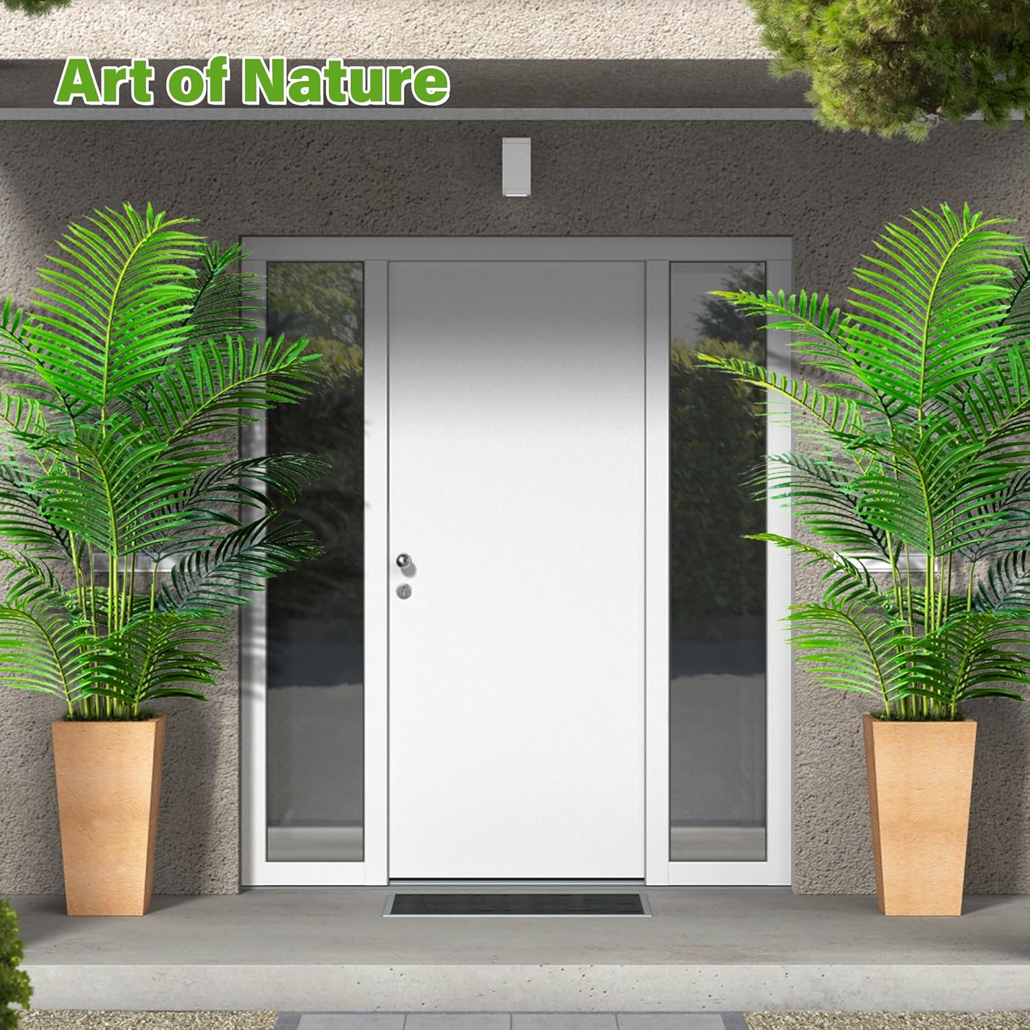 KOL 6ft 2-Pack Artificial Areca Palm Plant in Pot, Fake Tropical Cane Palm Silk Tree Indoor Outdoor, Dypsis Lutescens Plants, 70in Lifelike Faux Silk Plant Home Garden Decoration, Housewarming Gift - Image 5