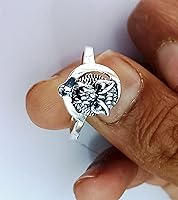 Vista 2 de Anillo de mujer de plata de ley 925 con búho y luna creciente