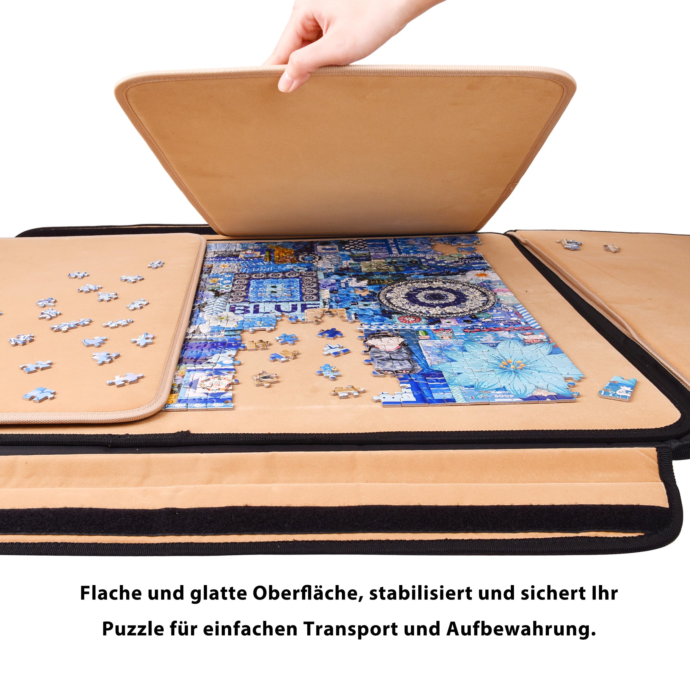 1500 Teile Puzzlebrett, tragbares Puzzlebrett, Puzzletischplatte, Puzzle-Aufbewahrung mit Sortierfächern & abnehmbarem Brett, rutschfeste Oberfläche