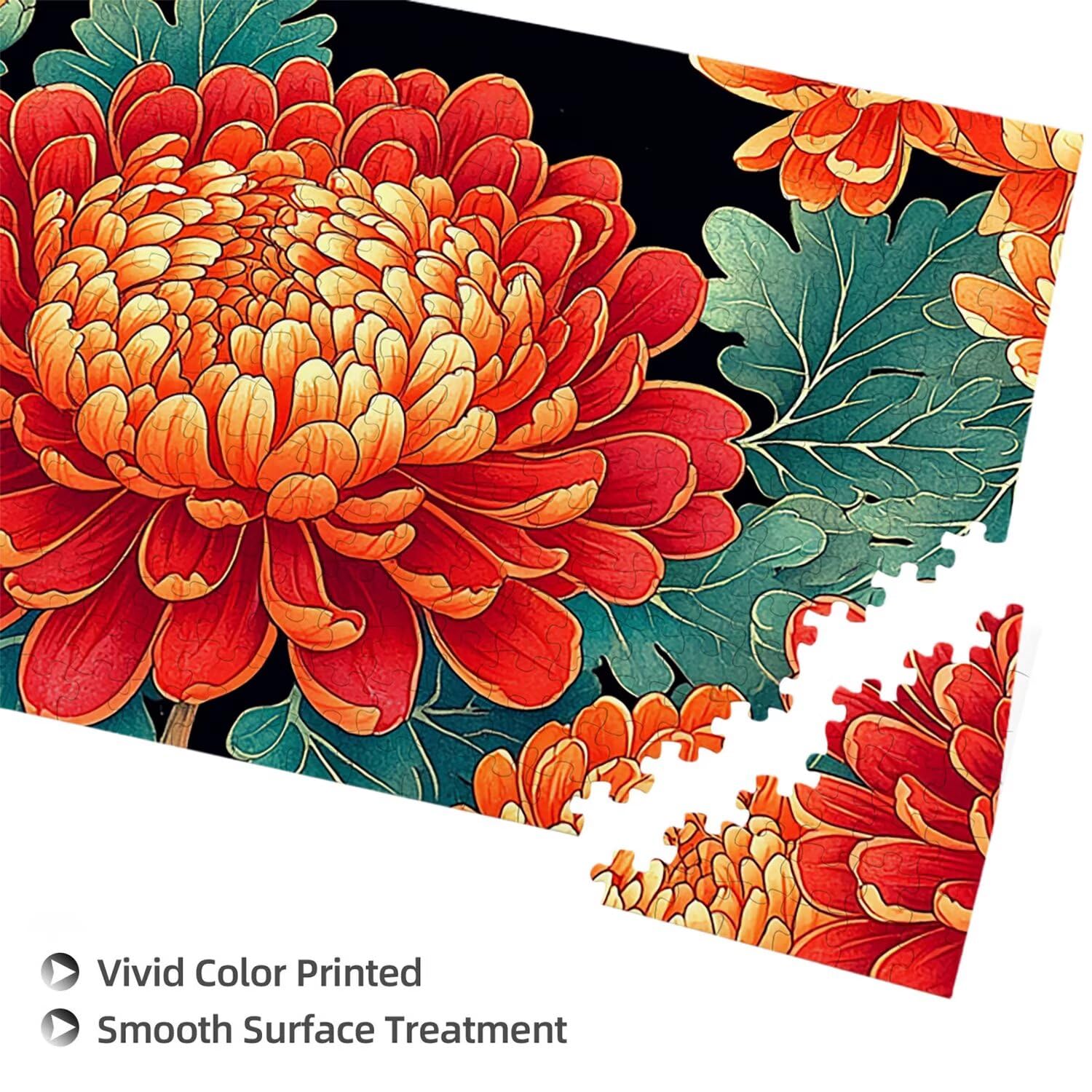 Puzzle de Madera para Adultos 1312 Piezas - Crisantemo, Obra de Arte de Juego de Rompecabezas para Adultos, Puzzle de Impresión de Alta Definición Multicolor, Pasatiempo Creativo Regalo b-573