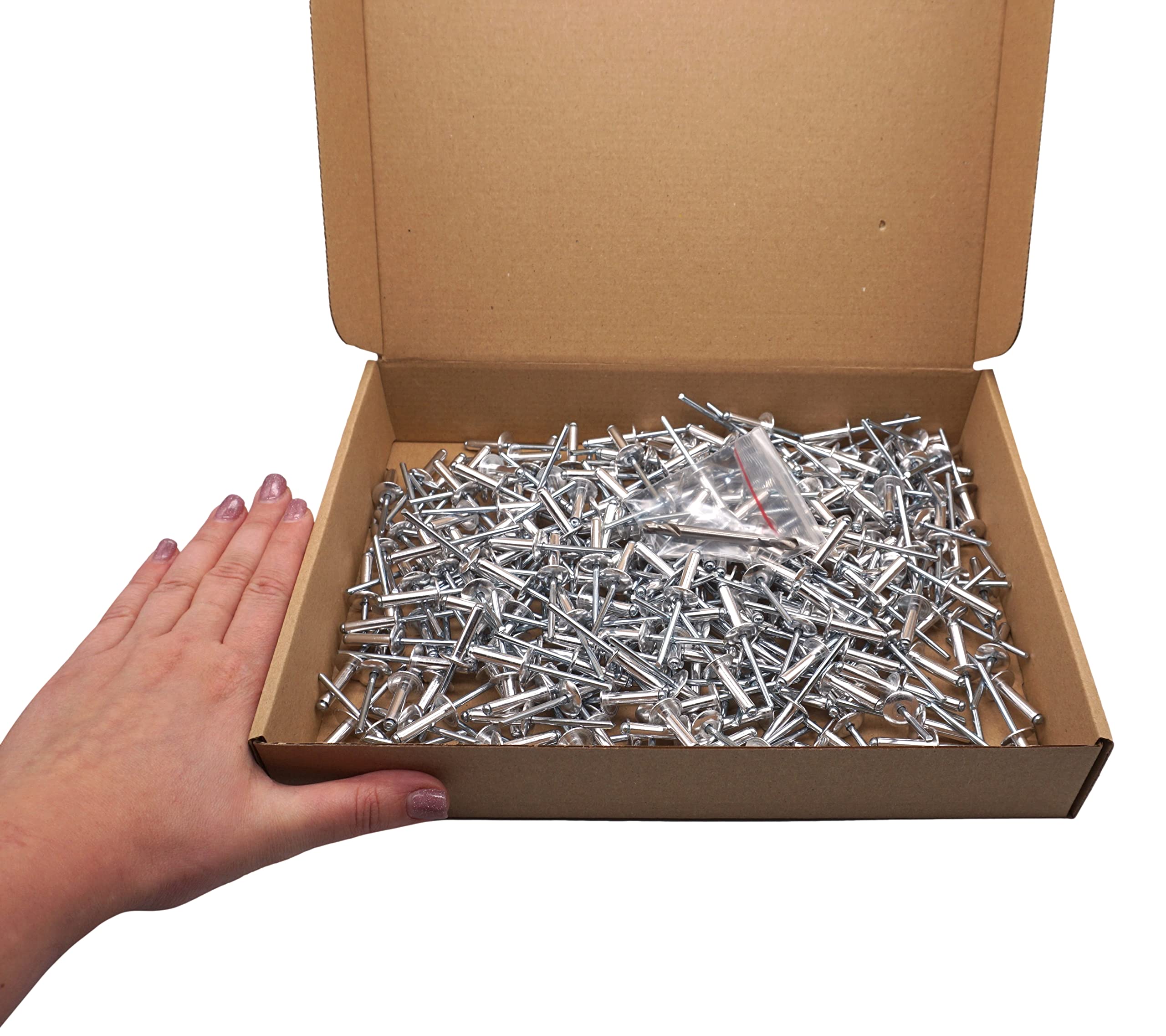 SKIR'CO Remaches ciegos de aluminio con brida grande (300 piezas) 5.0 x 20 mm, mandril de acero, broca incluida
