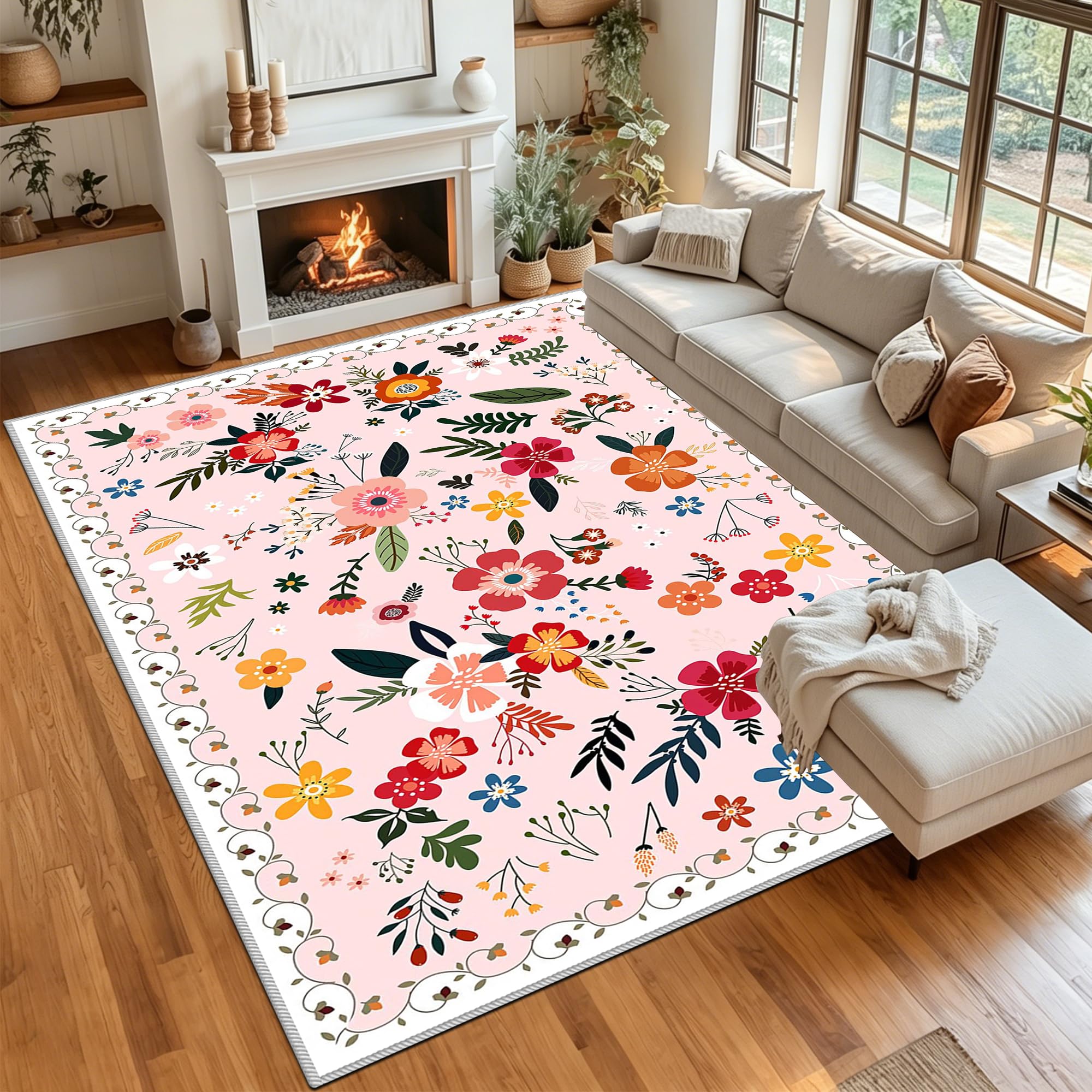 Tapis de salon 130x180 cm grand modèle lavable et antidérapant pour chambre