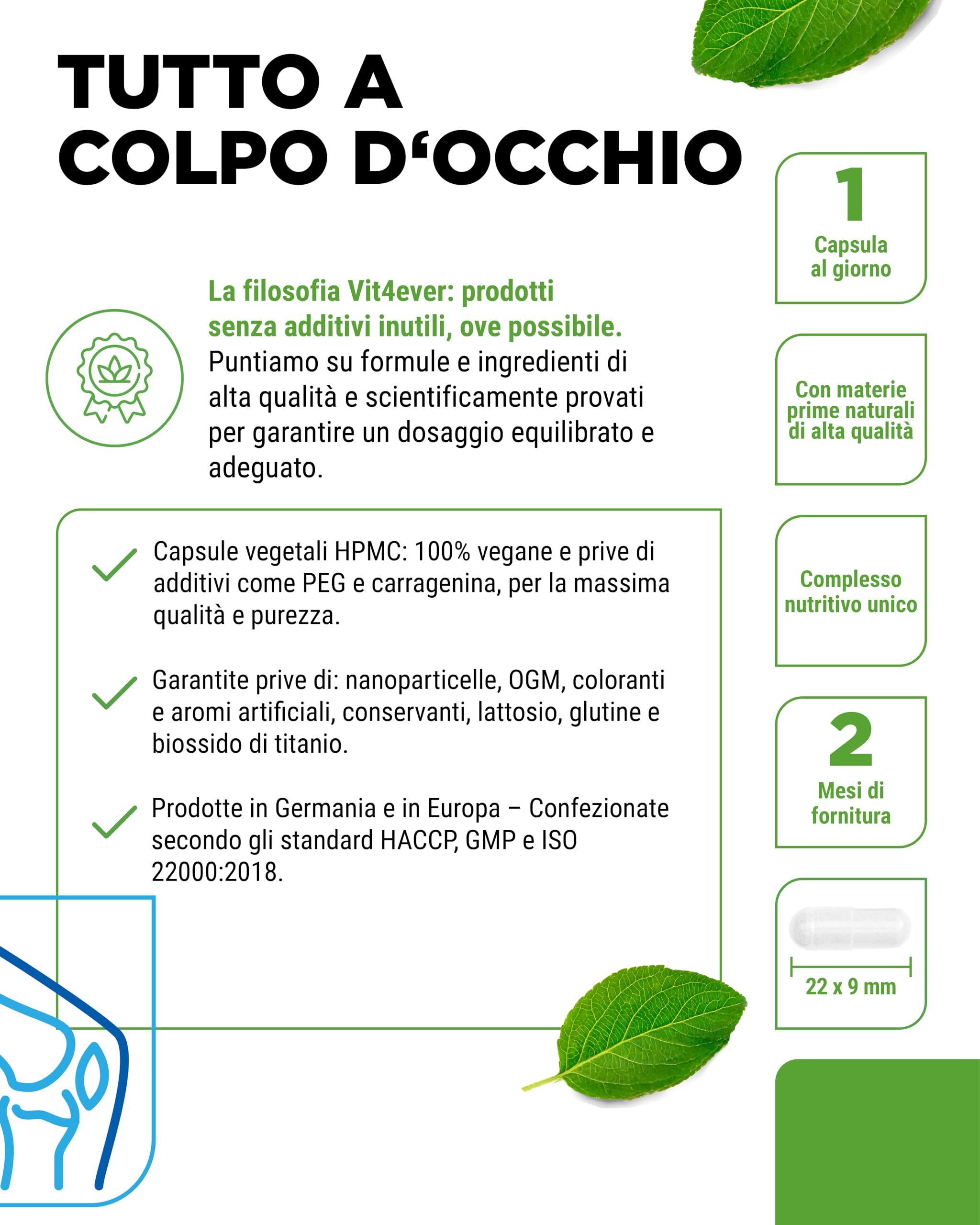 Complesso Collagene di tipo II - con collagene nativo Collavant n2®, estratto di incenso, acido ialuronico, vitamina C, manganese per ossa, cartilagini e articolazioni
